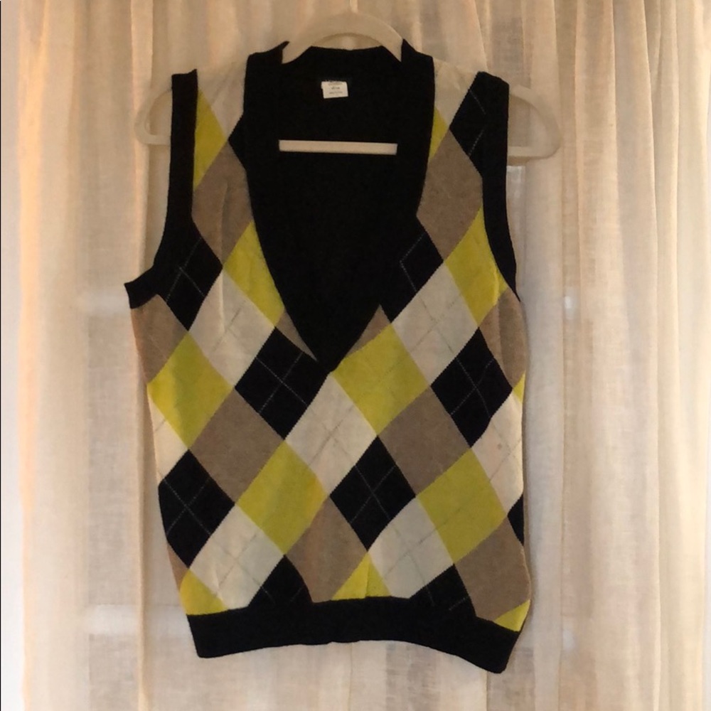 J Crew Argyle Wool & Cashmere Sweater-vest.  M
